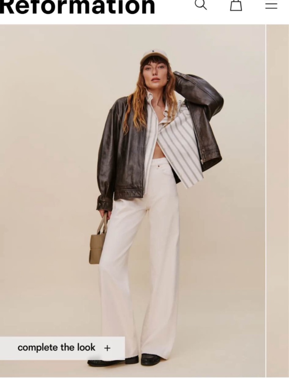 NWT Reformation Cary High Rise Slouchy Wide Leg Jean size 28